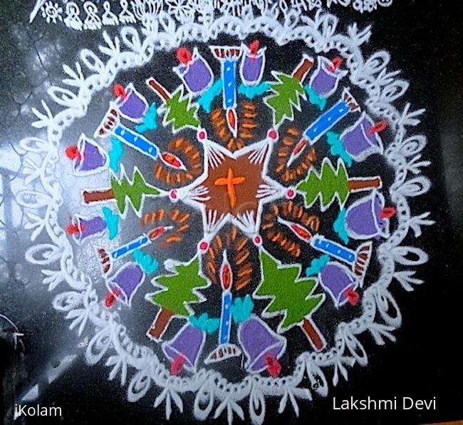 Rangoli: christmas kolam freehand design