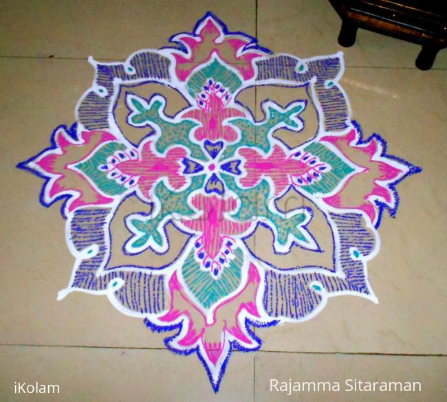 Rangoli: Free hand copycat kolam.