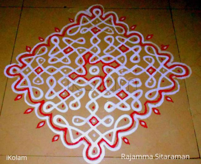 Rangoli: chikku kolam No.3, on 13-1 dotted series 