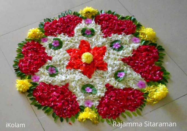 Rangoli: Red rose pookkolam No.2