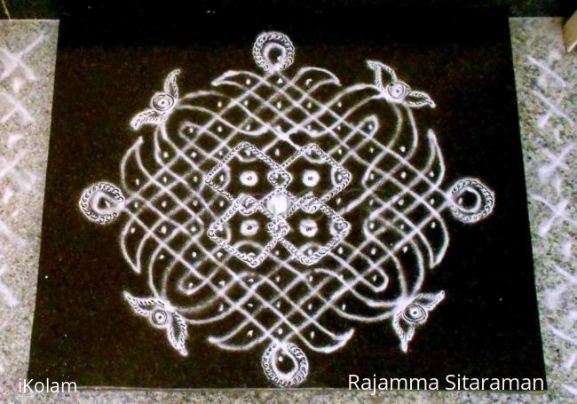 Rangoli: 13 -1 dotted chikku kolam No.15