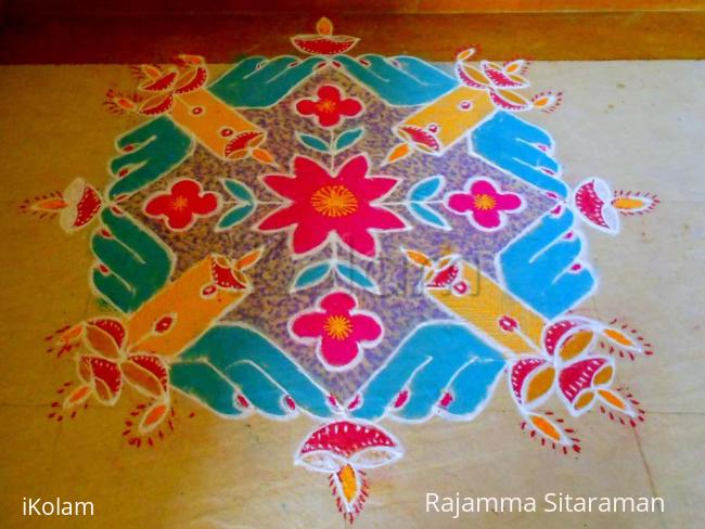 Rangoli: rangoli with lamps